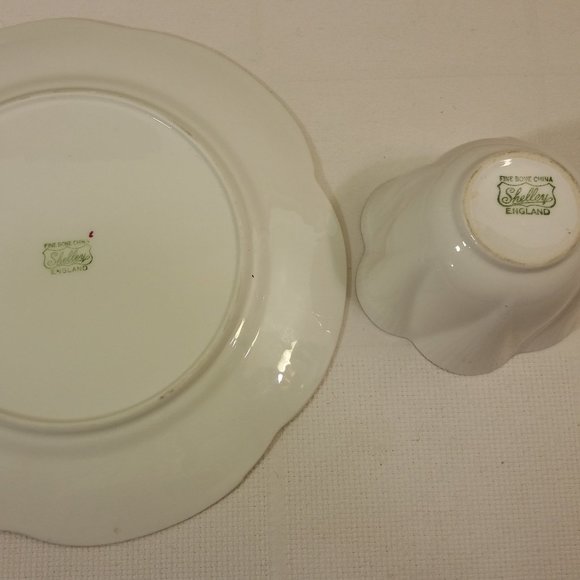 Shelley Cup and Snack/Dessert Plate White With Gold Trim New - Picture 5 of 5